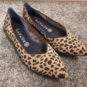 Rothy's Pointed-Toe Leopard Cheetah Print Flats